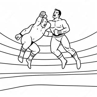 Bold Outline Wwe Wrestler Jumping On Opponent Coloring Page 52196-43450