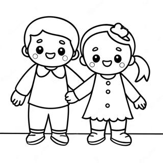 Cute Best Friends Holding Hands Coloring Page 52267-43485