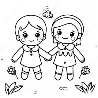 Cute Best Friends Holding Hands Coloring Page 52267-43486