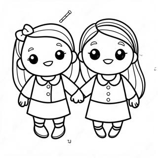 Cute Best Friends Holding Hands Coloring Page 52267-43488