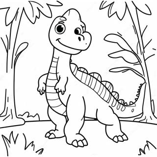 Colorful Hybrid Dinosaur In Jungle Coloring Page 52297-43509