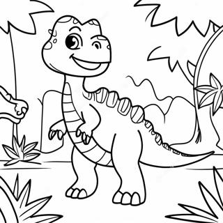 Colorful Hybrid Dinosaur In Jungle Coloring Page 52297-43512