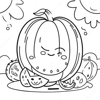 Colorful Melon Playground Scene Coloring Page 52337-43541