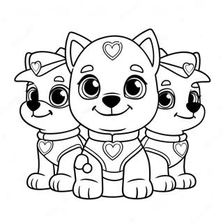 Cute Paw Patrol Pups With Hearts Coloring Page 52347-43549