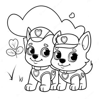 Cute Paw Patrol Pups With Hearts Coloring Page 52347-43550