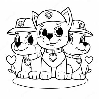 Cute Paw Patrol Pups With Hearts Coloring Page 52347-43551