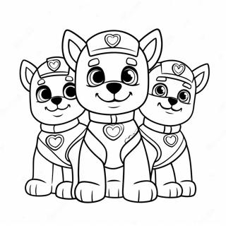 Cute Paw Patrol Pups With Hearts Coloring Page 52347-43552