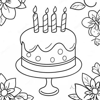 Colorful Feliz Cumpleanos Cake Coloring Page 52377-43573