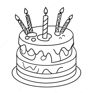 Colorful Feliz Cumpleanos Cake Coloring Page 52377-43575