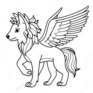 Majestic Winged Spirit Wolf Coloring Page 52407-43599