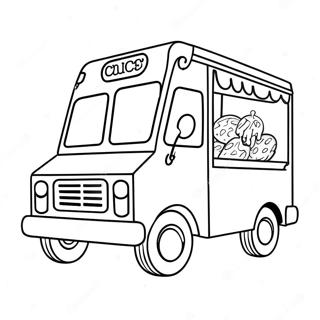 Colorful Ice Cream Truck With Kids Coloring Page 52507-43679