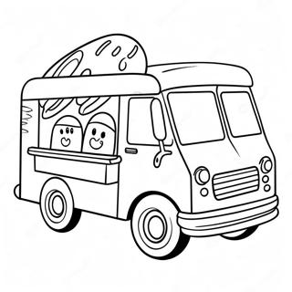 Colorful Ice Cream Truck With Kids Coloring Page 52507-43680