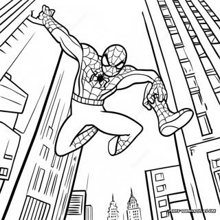 Spider Man Swinging Through The City Coloring Page 5253-4213