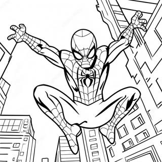 Spider Man Swinging Through The City Coloring Page 5253-4214