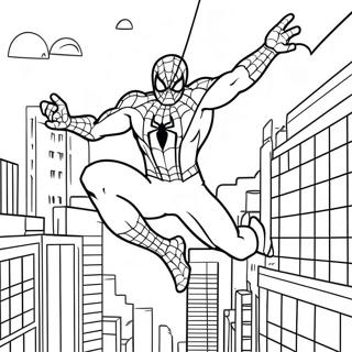 Spider Man Swinging Through The City Coloring Page 5253-4215