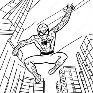 Spider Man Swinging Through The City Coloring Page 5253-4216