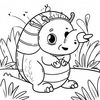 Cute Armadillo In A Garden Coloring Page 52577-43729