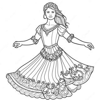 Traditional Irish Dancer In Costume Coloring Page 52597-43745