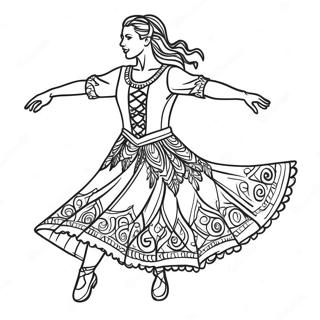 Traditional Irish Dancer In Costume Coloring Page 52597-43746