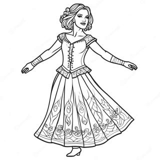 Traditional Irish Dancer In Costume Coloring Page 52597-43747