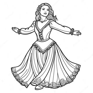 Traditional Irish Dancer In Costume Coloring Page 52597-43748