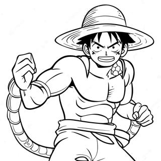 Luffy In Dynamic Snakeman Pose Coloring Page 52627-43774