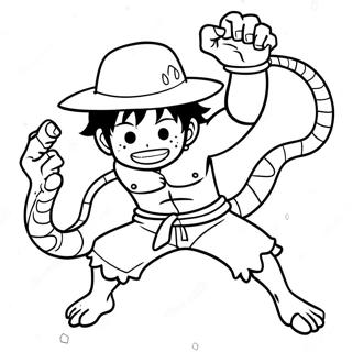 Luffy In Dynamic Snakeman Pose Coloring Page 52627-43775