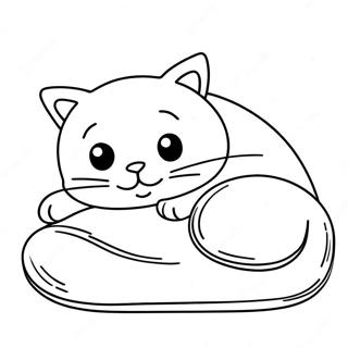 Cute Cat Sleeping On A Pillow Coloring Page 52727-43858