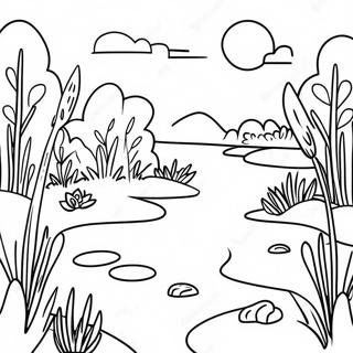 Beautiful Wetlands Landscape Coloring Page 52797-43909