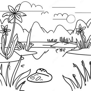 Beautiful Wetlands Landscape Coloring Page 52797-43911