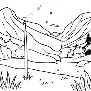 Scottish Highlands Landscape With Flag Coloring Page 52847-44593