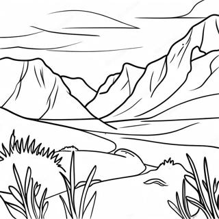 Scottish Highlands Landscape With Flag Coloring Page 52847-44594