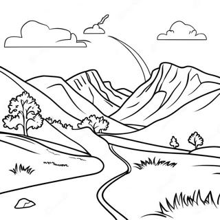 Scottish Highlands Landscape With Flag Coloring Page 52847-44596