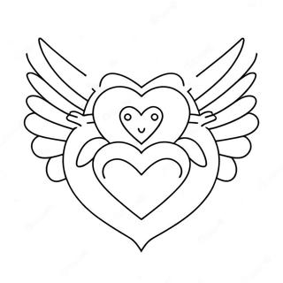 Cute Heart With Wings Coloring Page 52857-43952