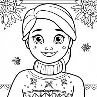 Elsa In A Festive Sweater Coloring Page 52887-43971