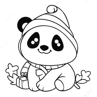 Cute Christmas Panda With Santa Hat Coloring Page 52897-43978