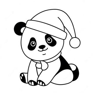 Cute Christmas Panda With Santa Hat Coloring Page 52897-43979