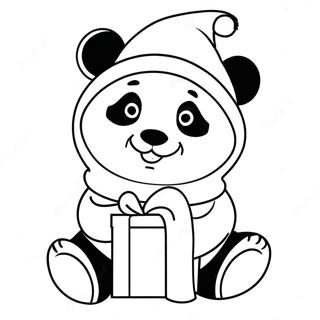 Cute Christmas Panda With Santa Hat Coloring Page 52897-43980