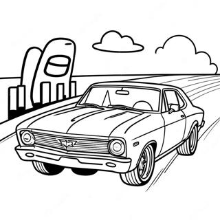 Chevy Nova Racing Scene Coloring Page 52927-43993