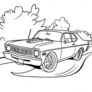 Chevy Nova Racing Scene Coloring Page 52927-43994