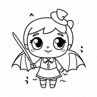 Cute Vampire Girl With Bat Coloring Page 52937-44017