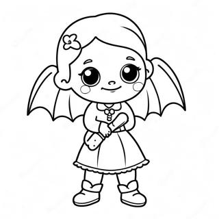 Cute Vampire Girl With Bat Coloring Page 52937-44018