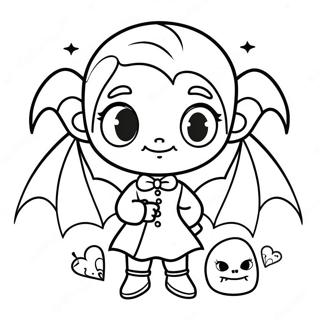 Cute Vampire Girl With Bat Coloring Page 52937-44019