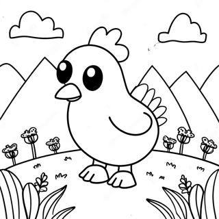 Cute Minecraft Chicken In A Field Coloring Page 52987-44050