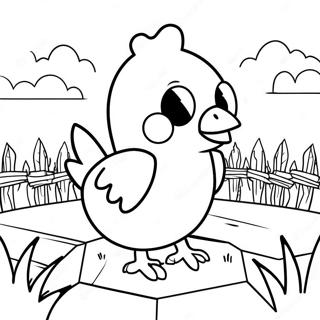 Cute Minecraft Chicken In A Field Coloring Page 52987-44051