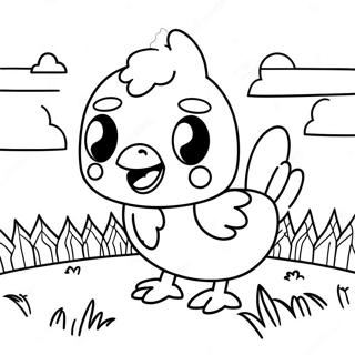 Cute Minecraft Chicken In A Field Coloring Page 52987-44052