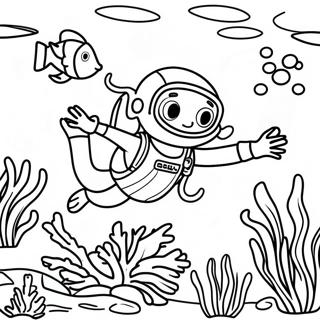 Happy Scuba Diver Exploring Coral Reef Coloring Page 53017-44082