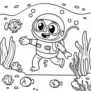 Happy Scuba Diver Exploring Coral Reef Coloring Page 53017-44083