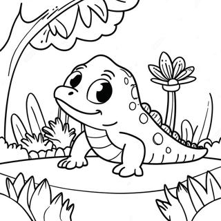 Cute Newt In A Garden Coloring Page 53057-44117