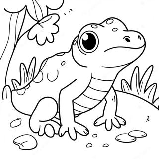 Cute Newt In A Garden Coloring Page 53057-44118